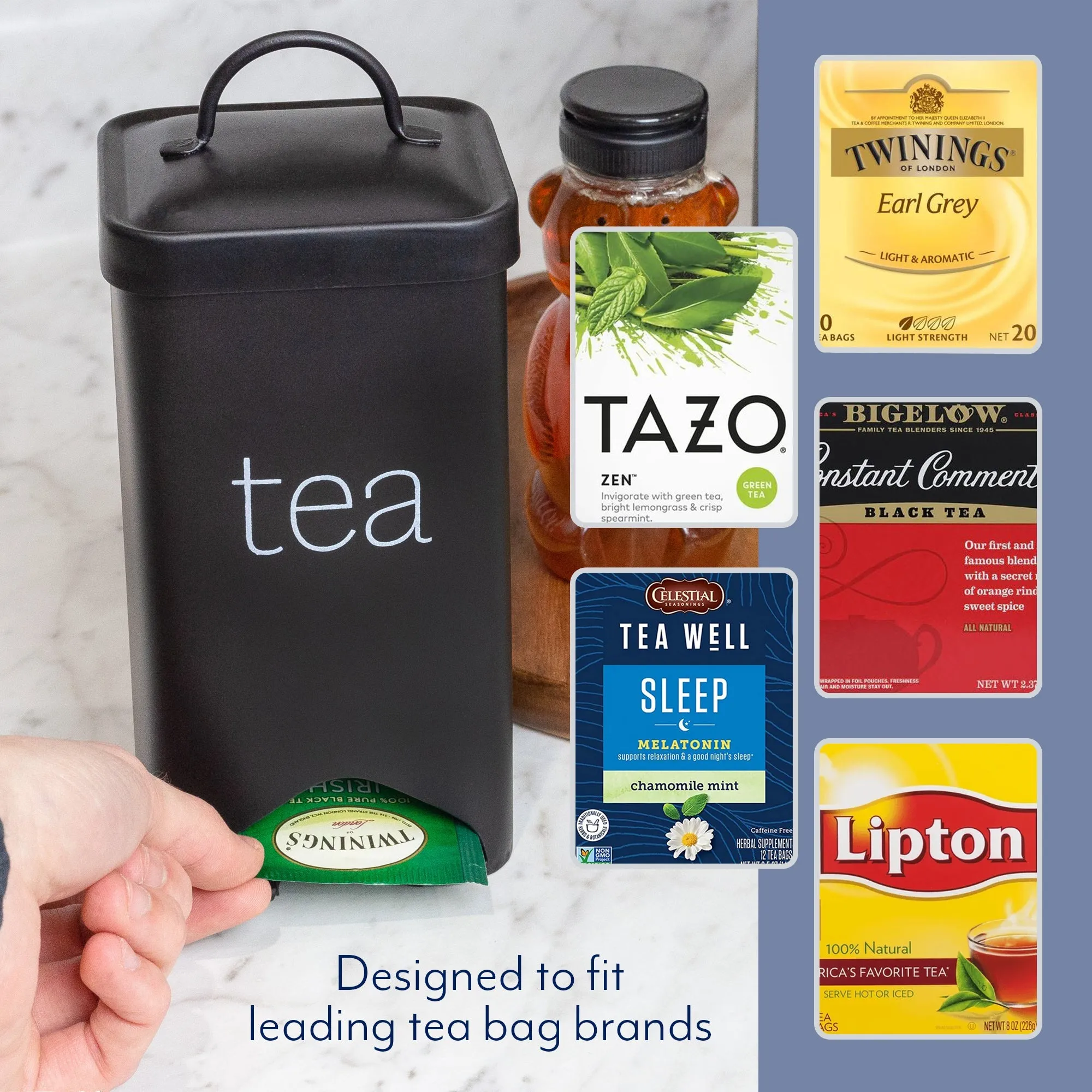 Farmhouse Enamelware Tea Bag Holder (Black, Case of 30)