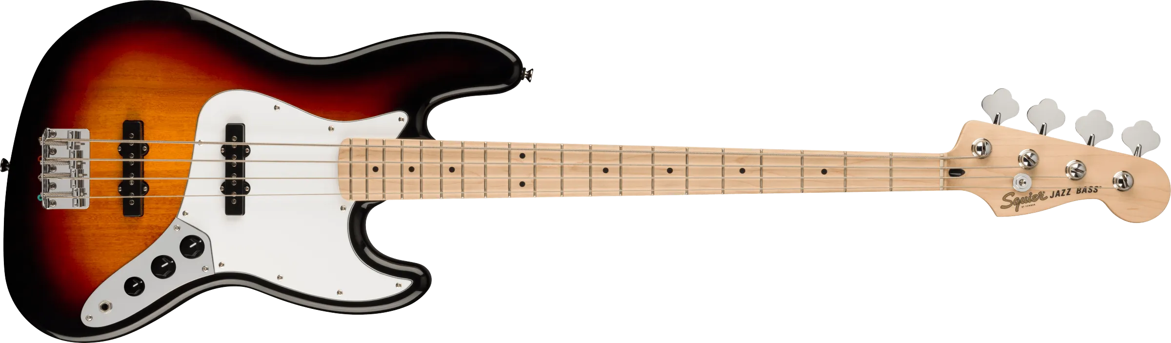 Fender Squier Affinity Series™ Jazz Bass®, Maple Fingerboard, White Pickguard, 3-Color Sunburst