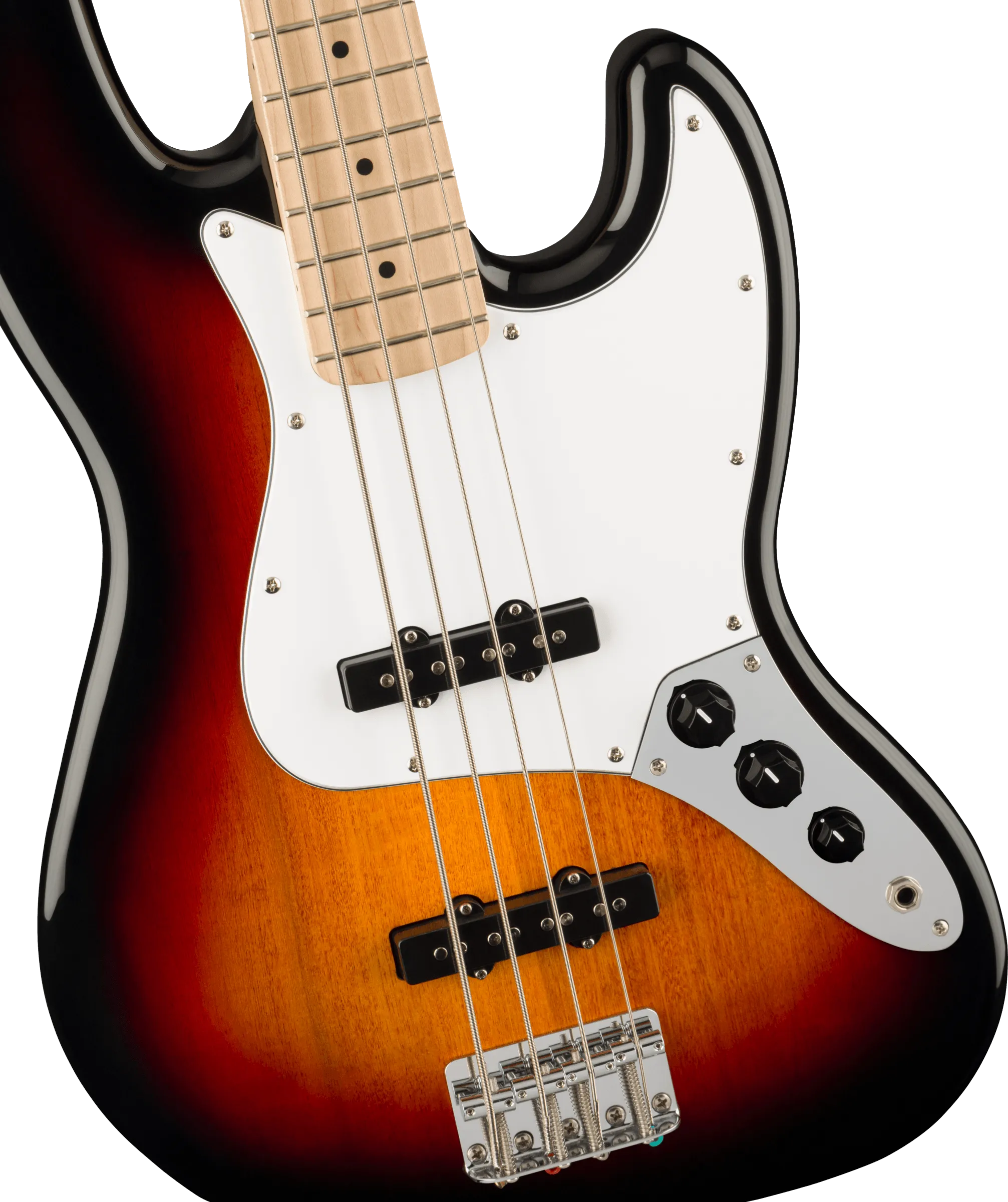 Fender Squier Affinity Series™ Jazz Bass®, Maple Fingerboard, White Pickguard, 3-Color Sunburst