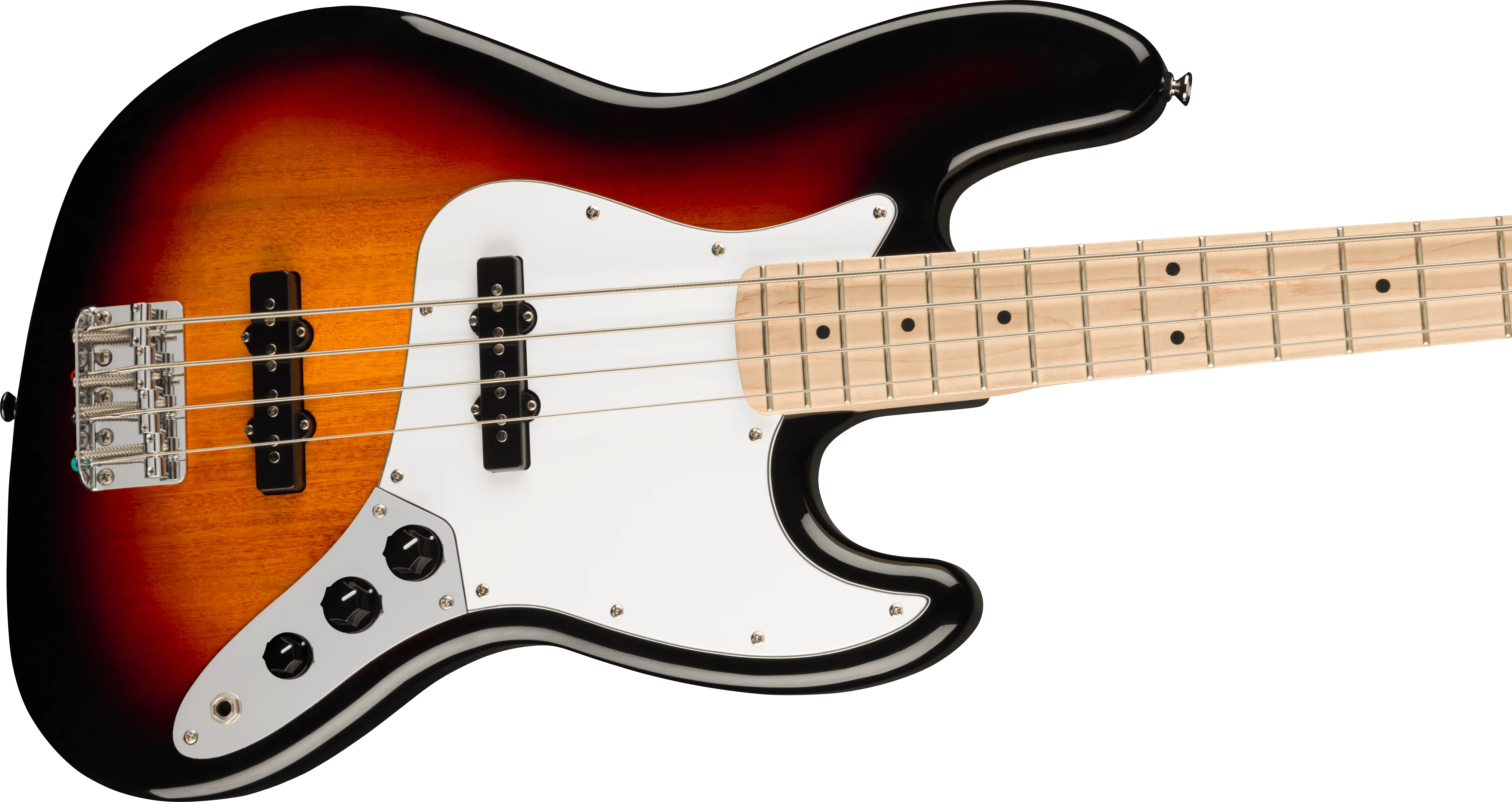 Fender Squier Affinity Series™ Jazz Bass®, Maple Fingerboard, White Pickguard, 3-Color Sunburst