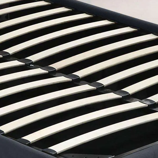 Gas Lift Storage Bed Frame Premium Leather - Black