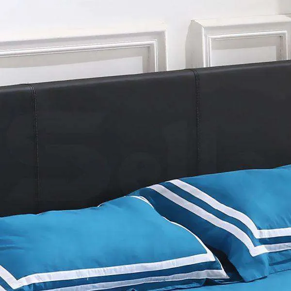Gas Lift Storage Bed Frame Premium Leather - Black