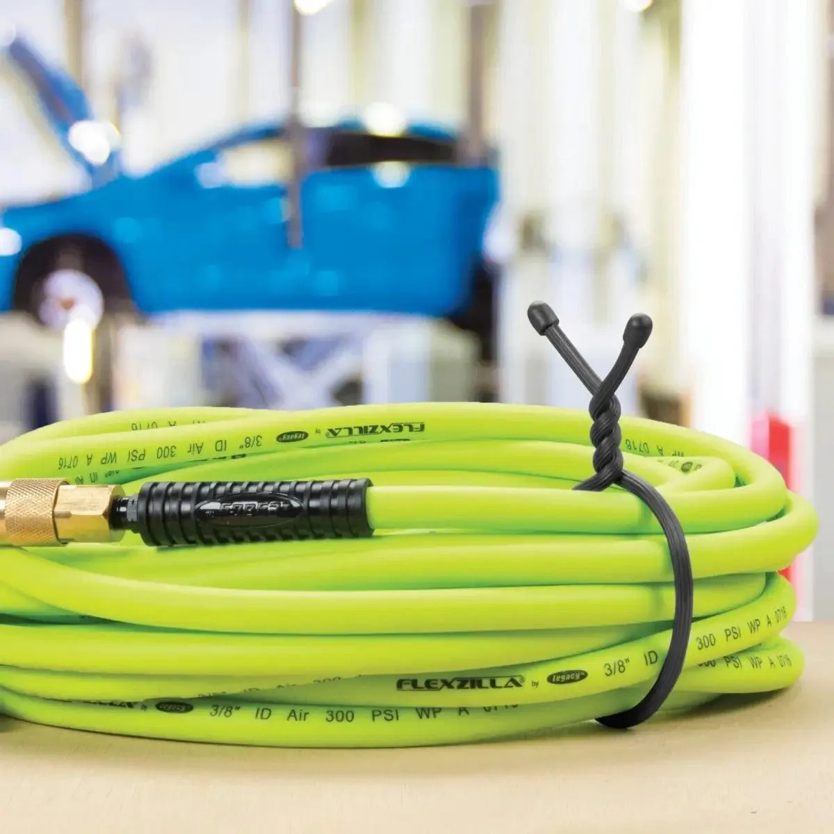 GEAR TIE REUSABLE RUBBER TWIST TIE(TM) (2pcs), Yellow NEON - length 18"