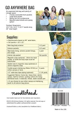 Go Anywhere Tote Pattern by Noodlehead