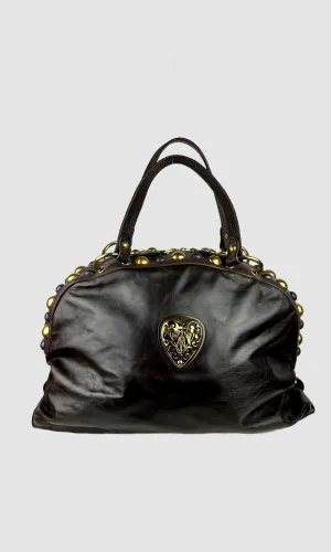 GUCCI BABOUSKA  2007 Leather Gold Studded Large Satchel Bag