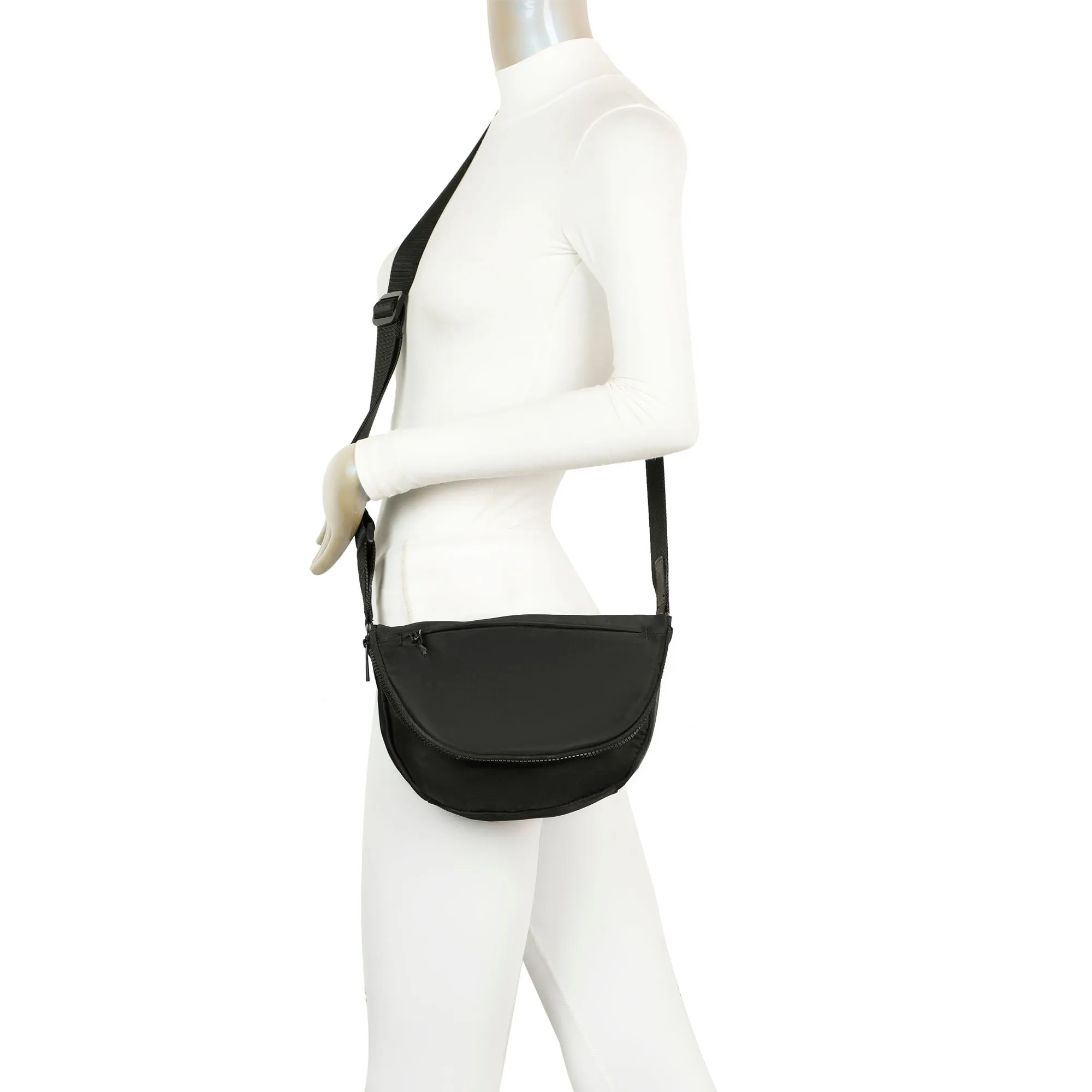 Hailey's Large Half Circle Nylon Bum Fanny Bag - Black