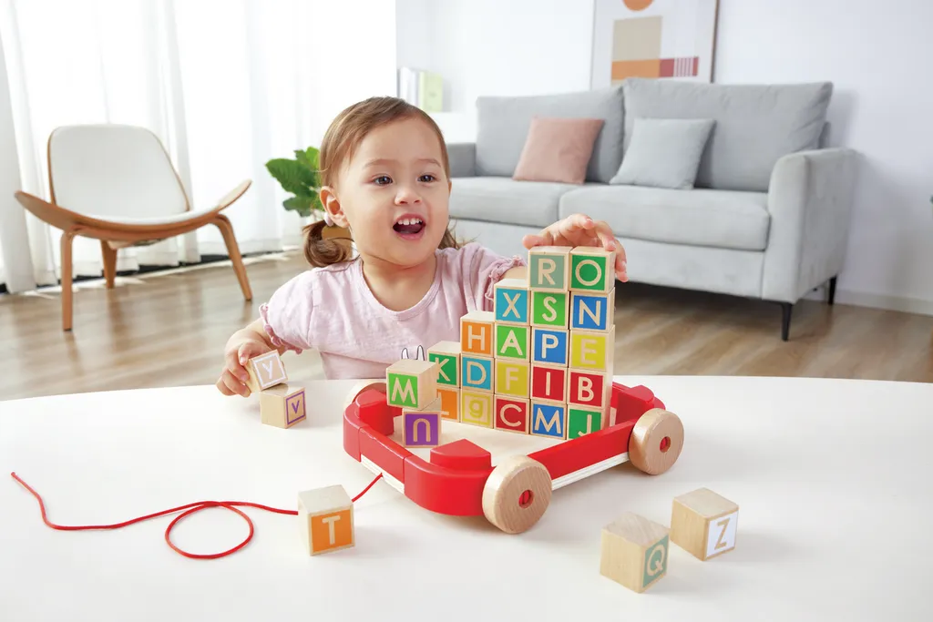Hape Pull-along Cart with Stacking Blocks
