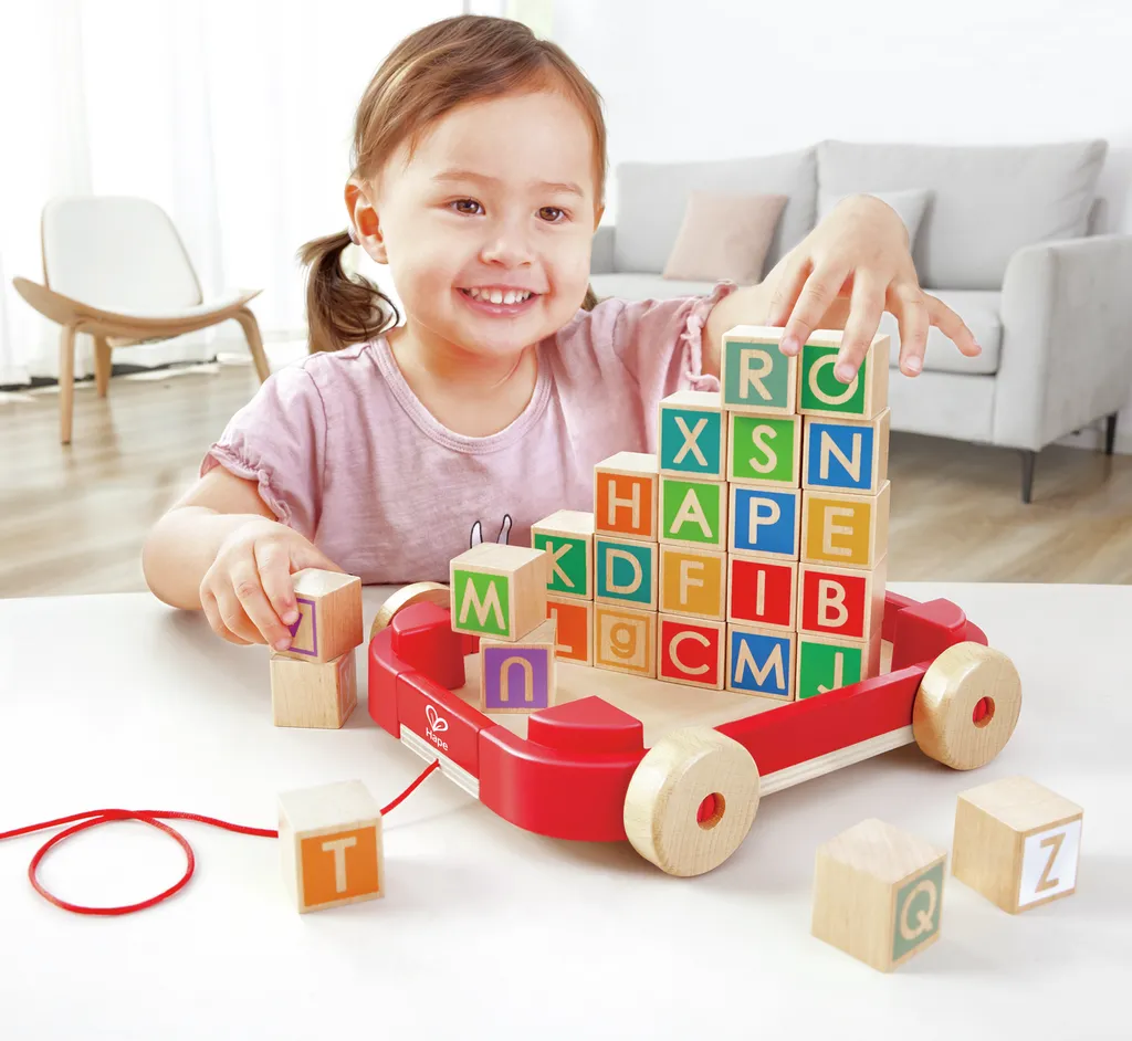 Hape Pull-along Cart with Stacking Blocks