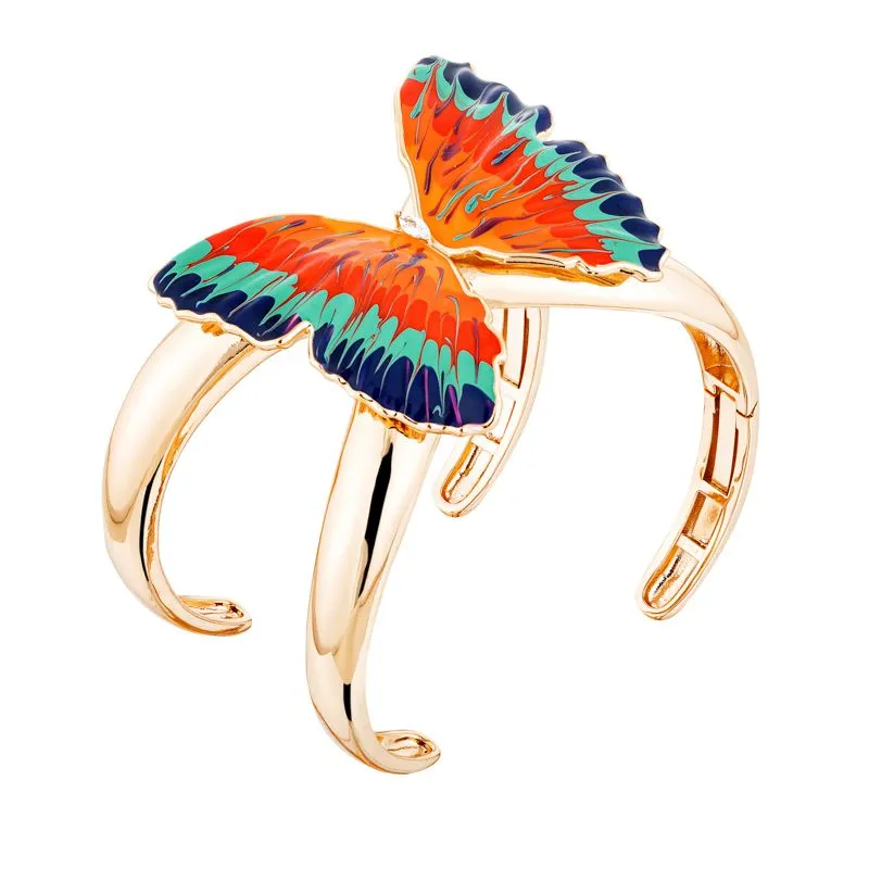 Italian Enamel Hand Painted Enamel Butterfly Bracelet