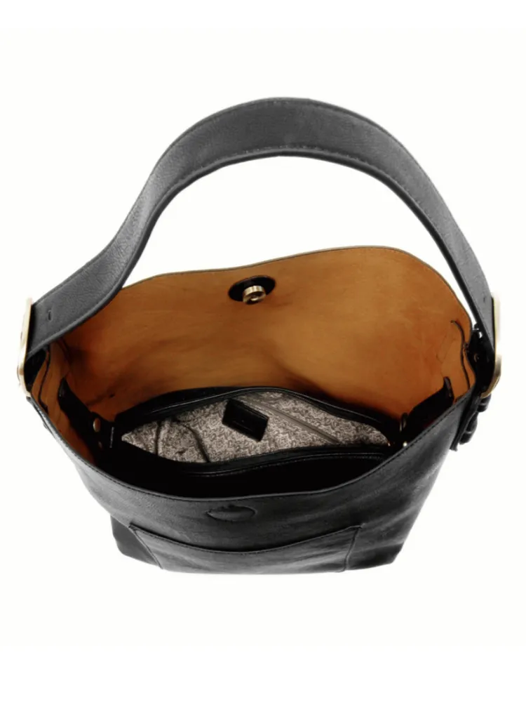 Joy Susan Classic Hobo Handbag- Black/Black Handle