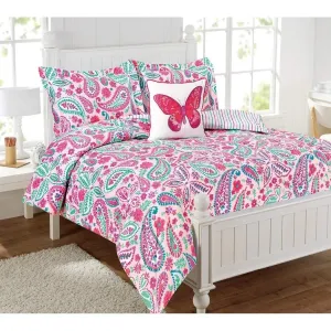 Kids Girls Teen Paisley Comforter Set Colorful