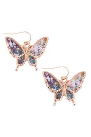 ME1243 - BUTTERFLY RESIN DROP HOOK EARRINGS