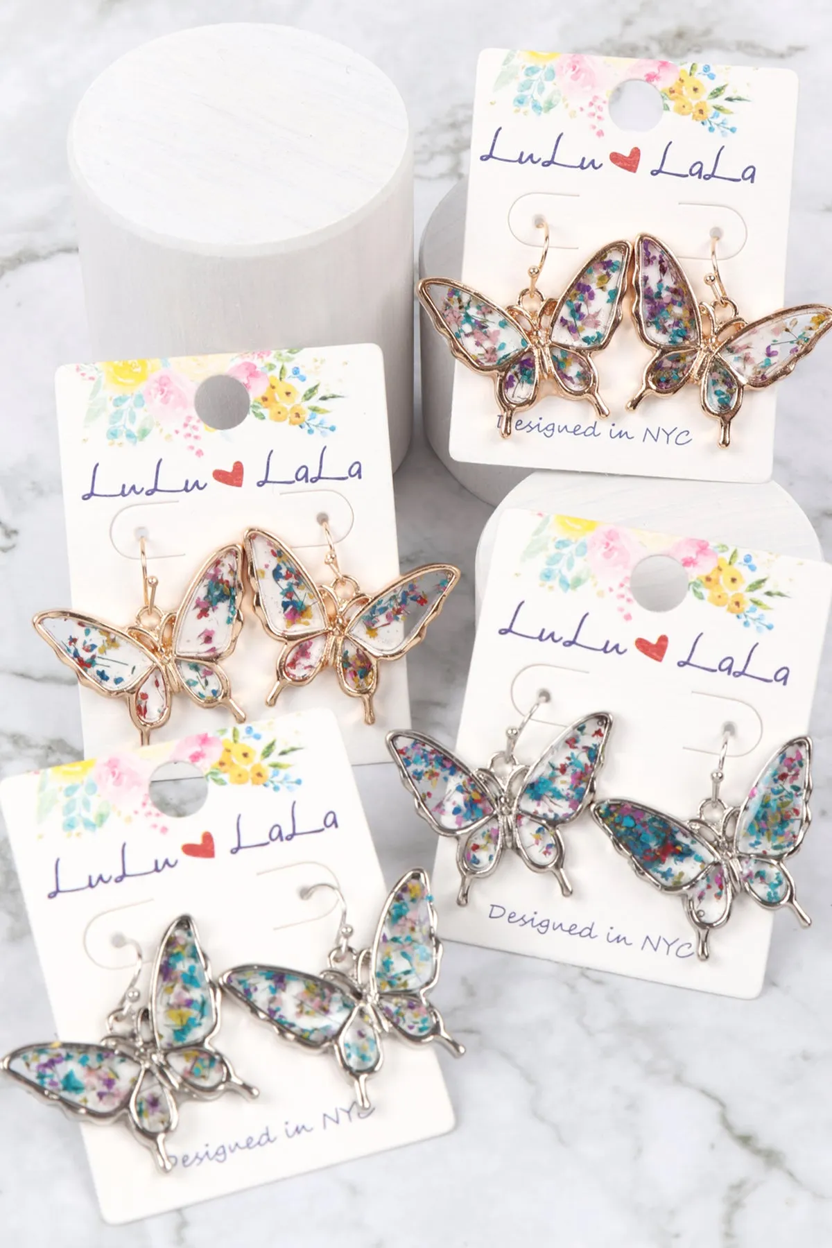 ME1243 - BUTTERFLY RESIN DROP HOOK EARRINGS