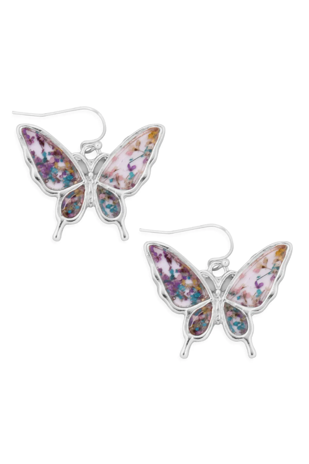 ME1243 - BUTTERFLY RESIN DROP HOOK EARRINGS