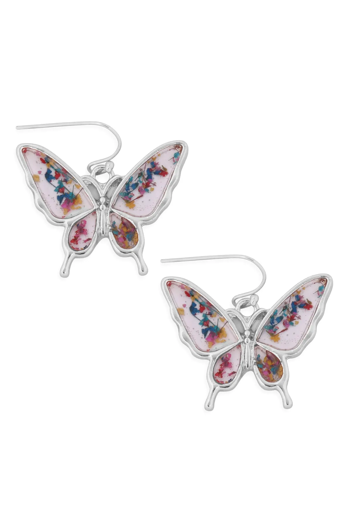 ME1243 - BUTTERFLY RESIN DROP HOOK EARRINGS