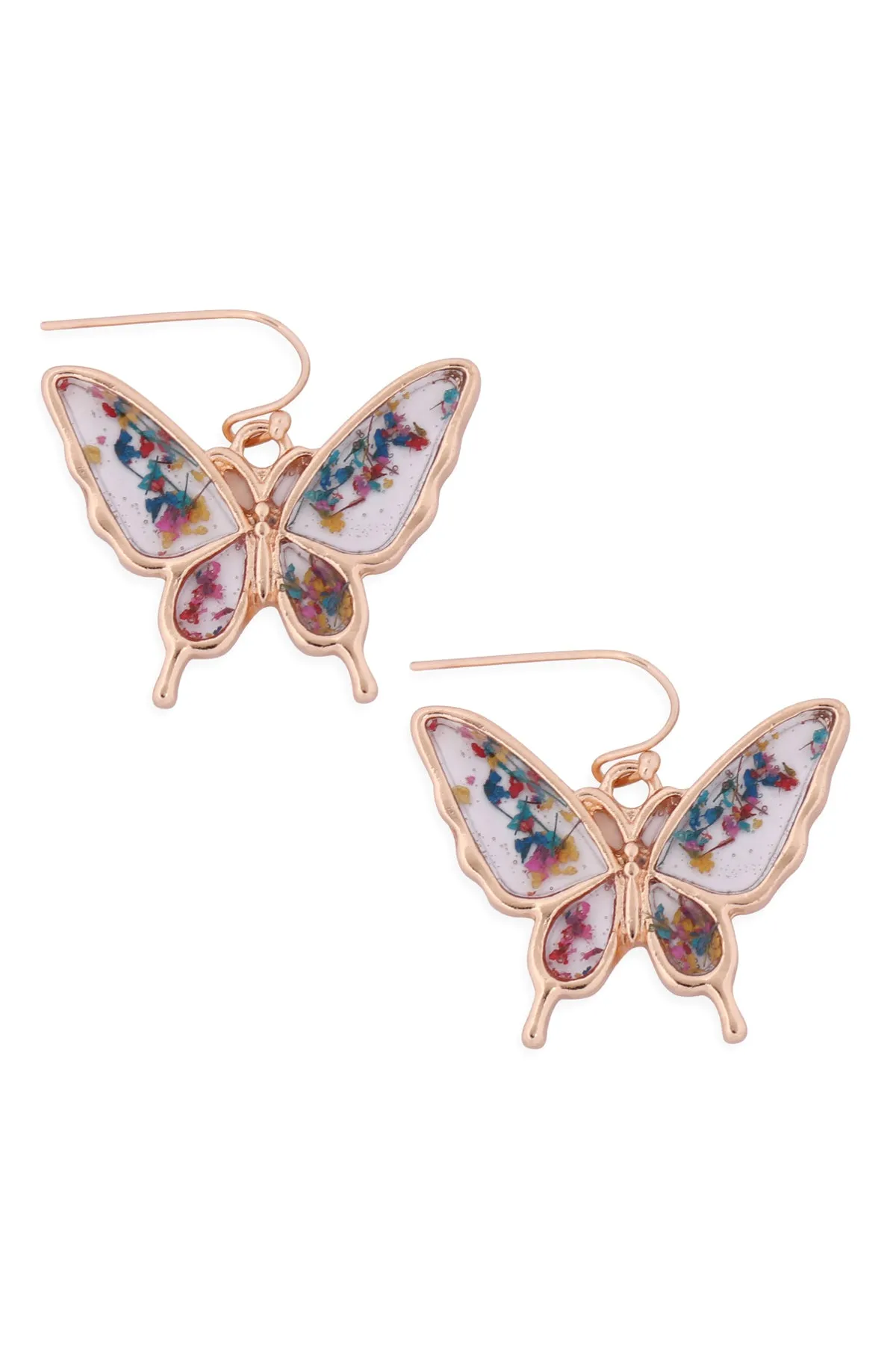 ME1243 - BUTTERFLY RESIN DROP HOOK EARRINGS