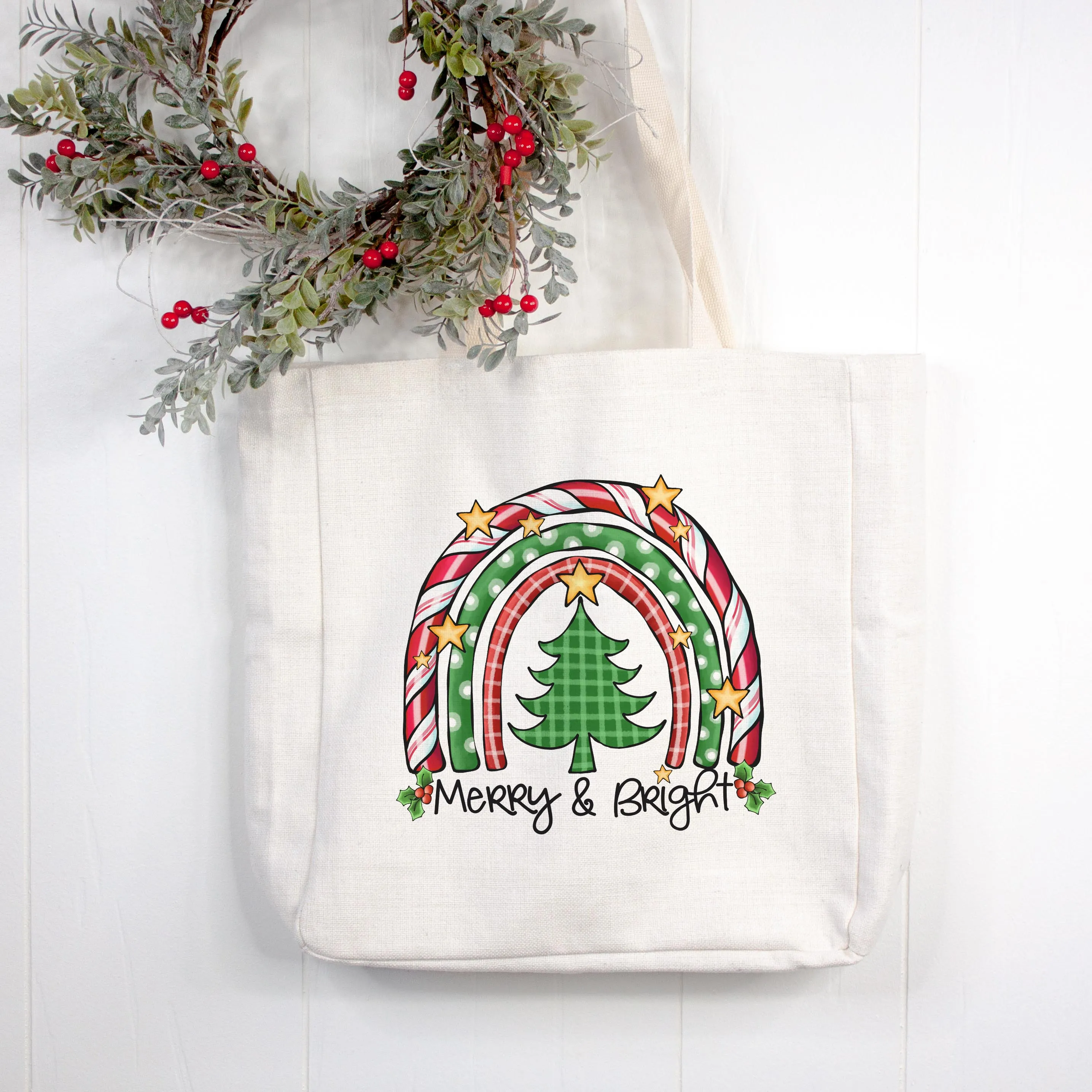 Merry and Bright Christmas Tote Bag