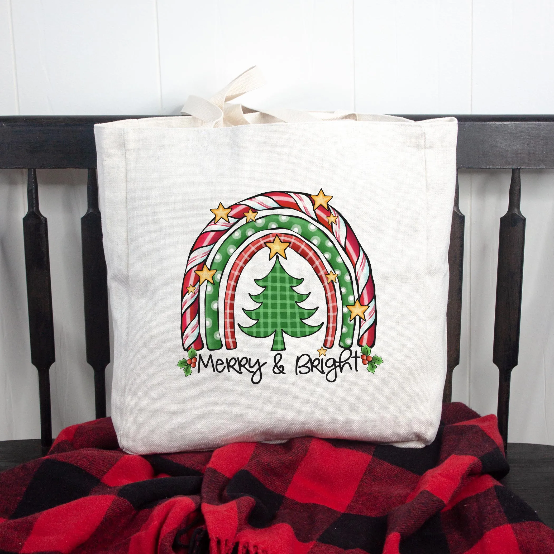 Merry and Bright Christmas Tote Bag