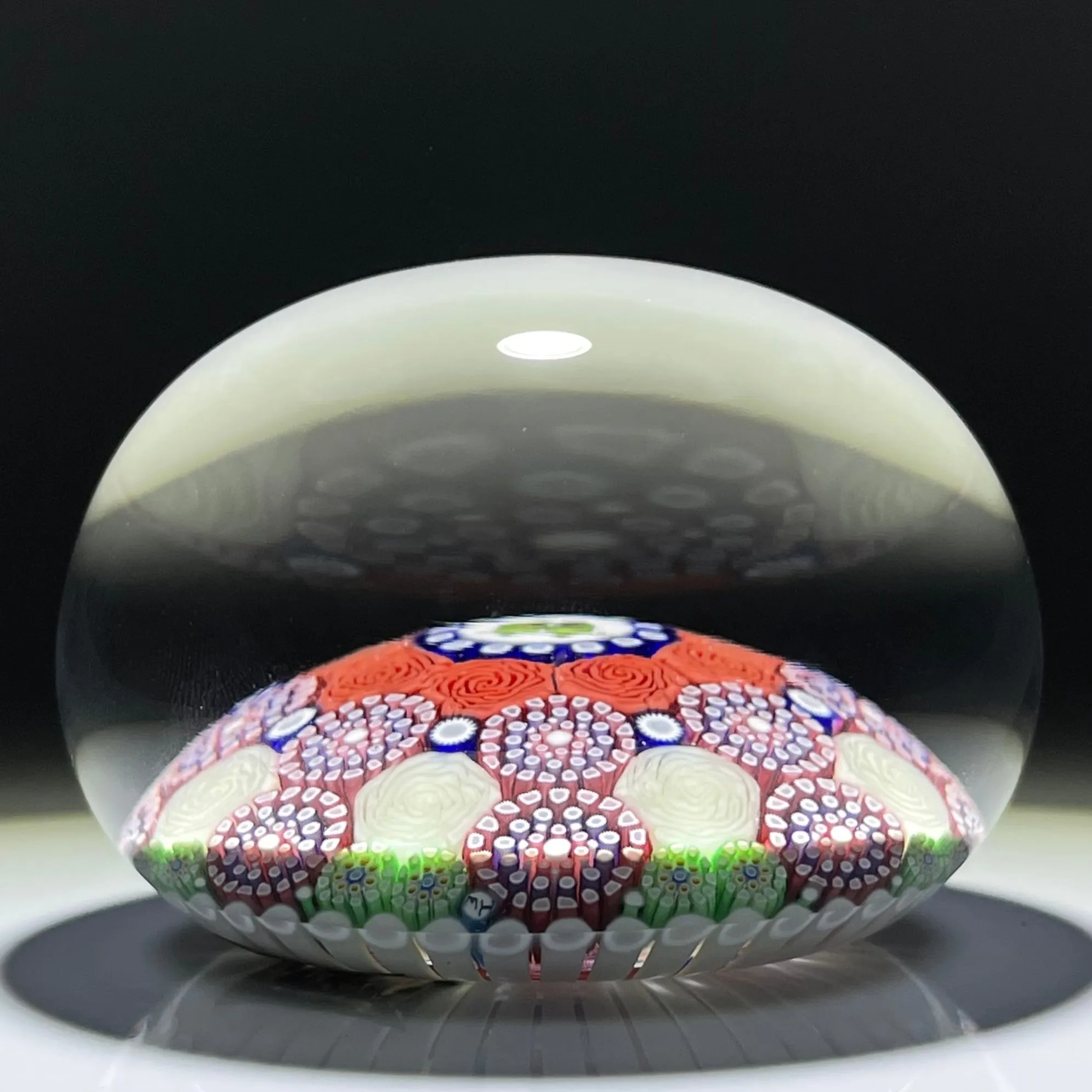 Michael Hunter 2021 Patterned Concentric Complex Millefiori with Lovebird Picture Murrine & Roses