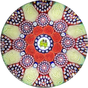 Michael Hunter 2021 Patterned Concentric Complex Millefiori with Lovebird Picture Murrine & Roses