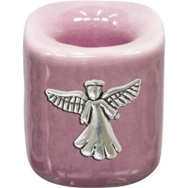 Mini Ceramic Candle Holder Pink Angel