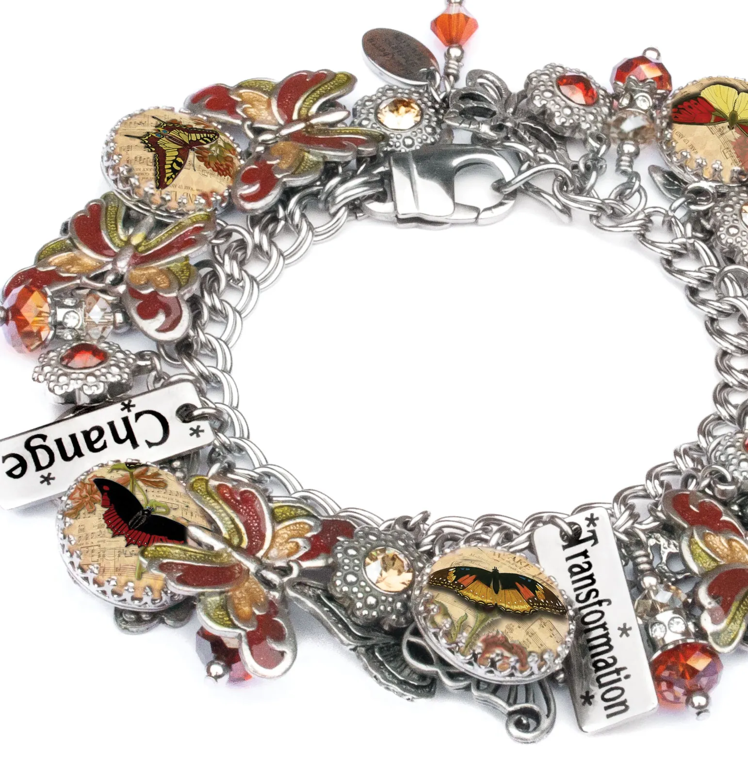 Monarch Butterfly with Mariposa Butterflies Charm Bracelet