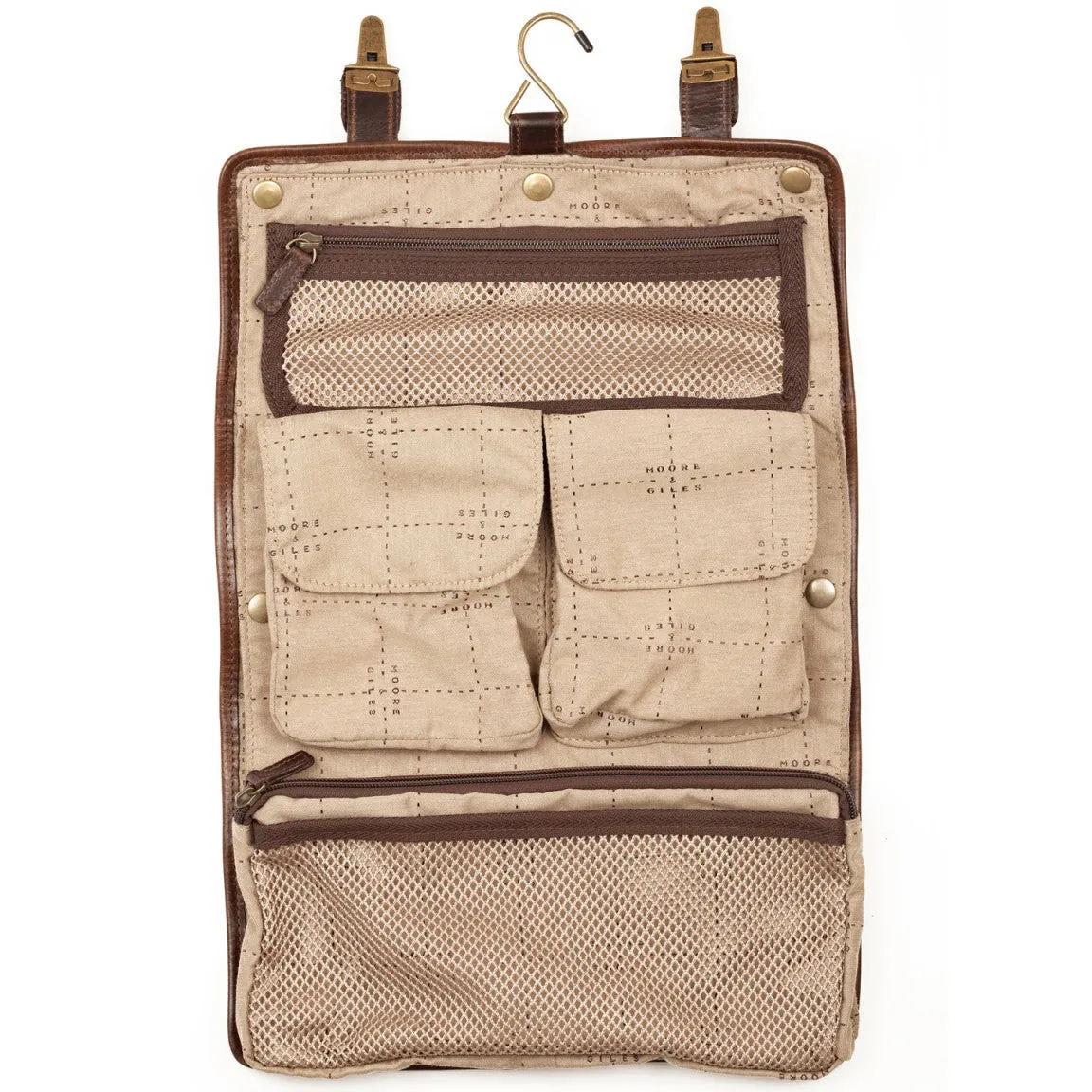 Moore and Giles Austin Hanging Luxury Toiletries Kit, Brown
