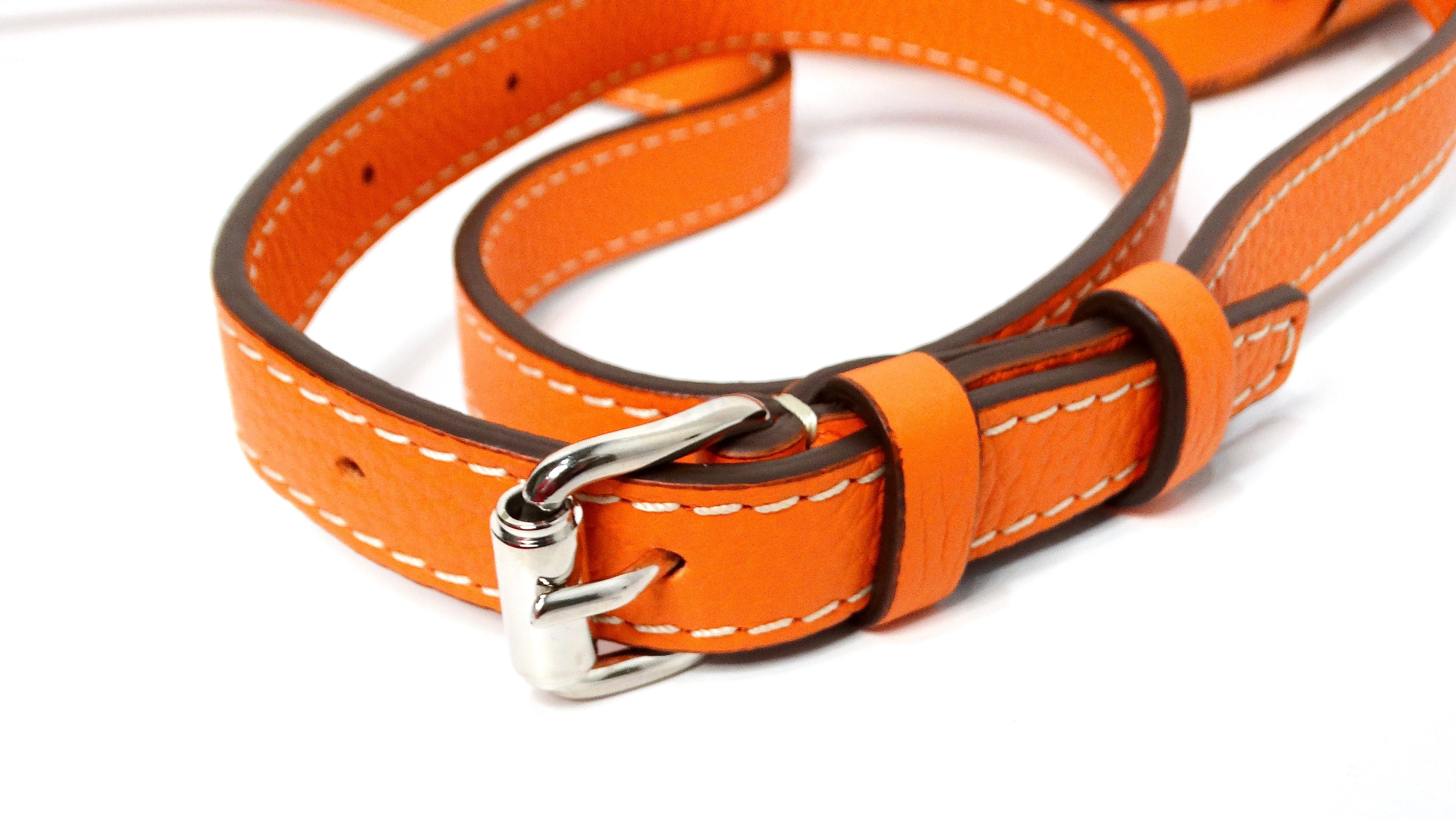 Moreau Savoie Orange Monogram Leather Crossbody Bag