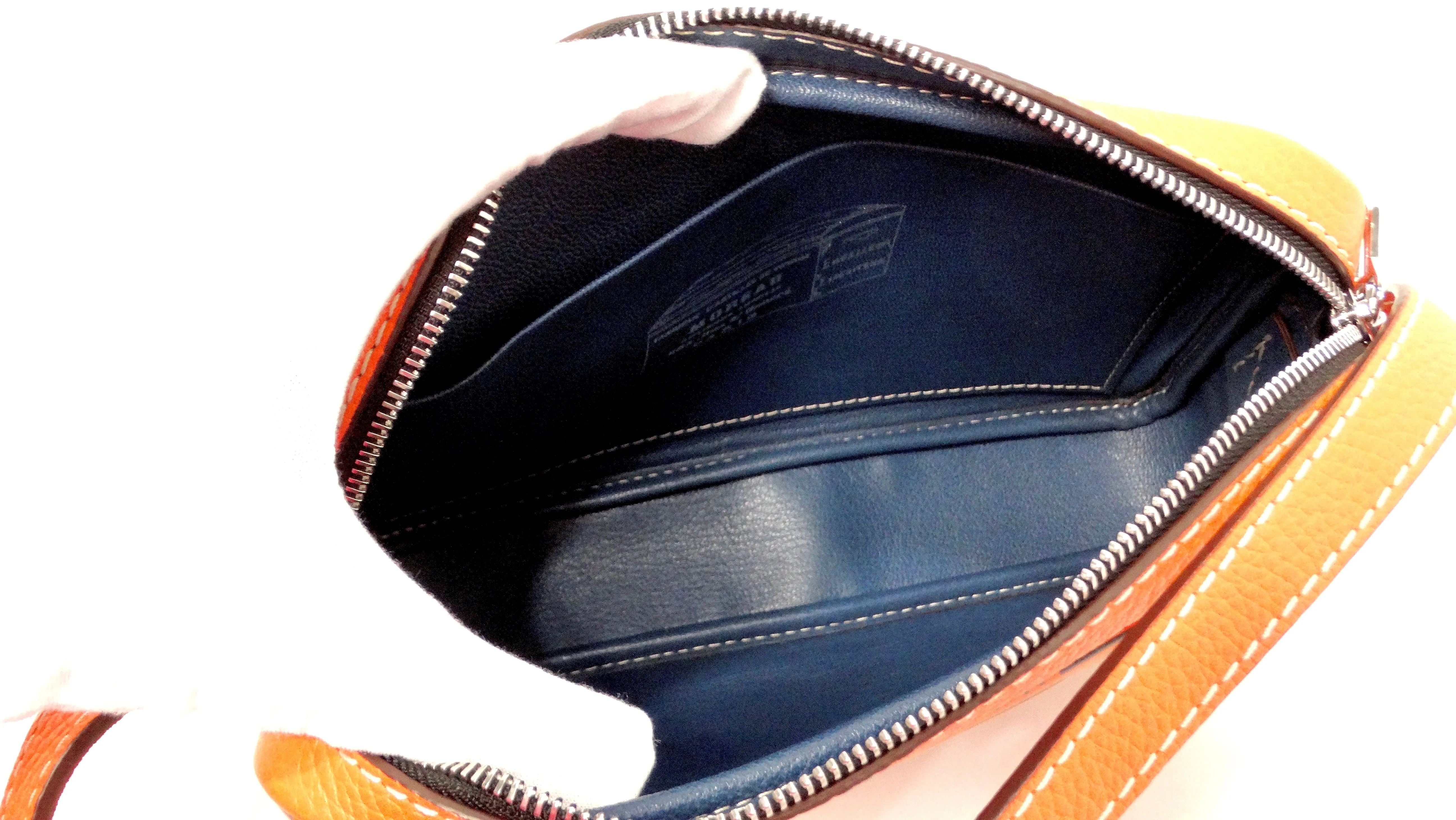 Moreau Savoie Orange Monogram Leather Crossbody Bag