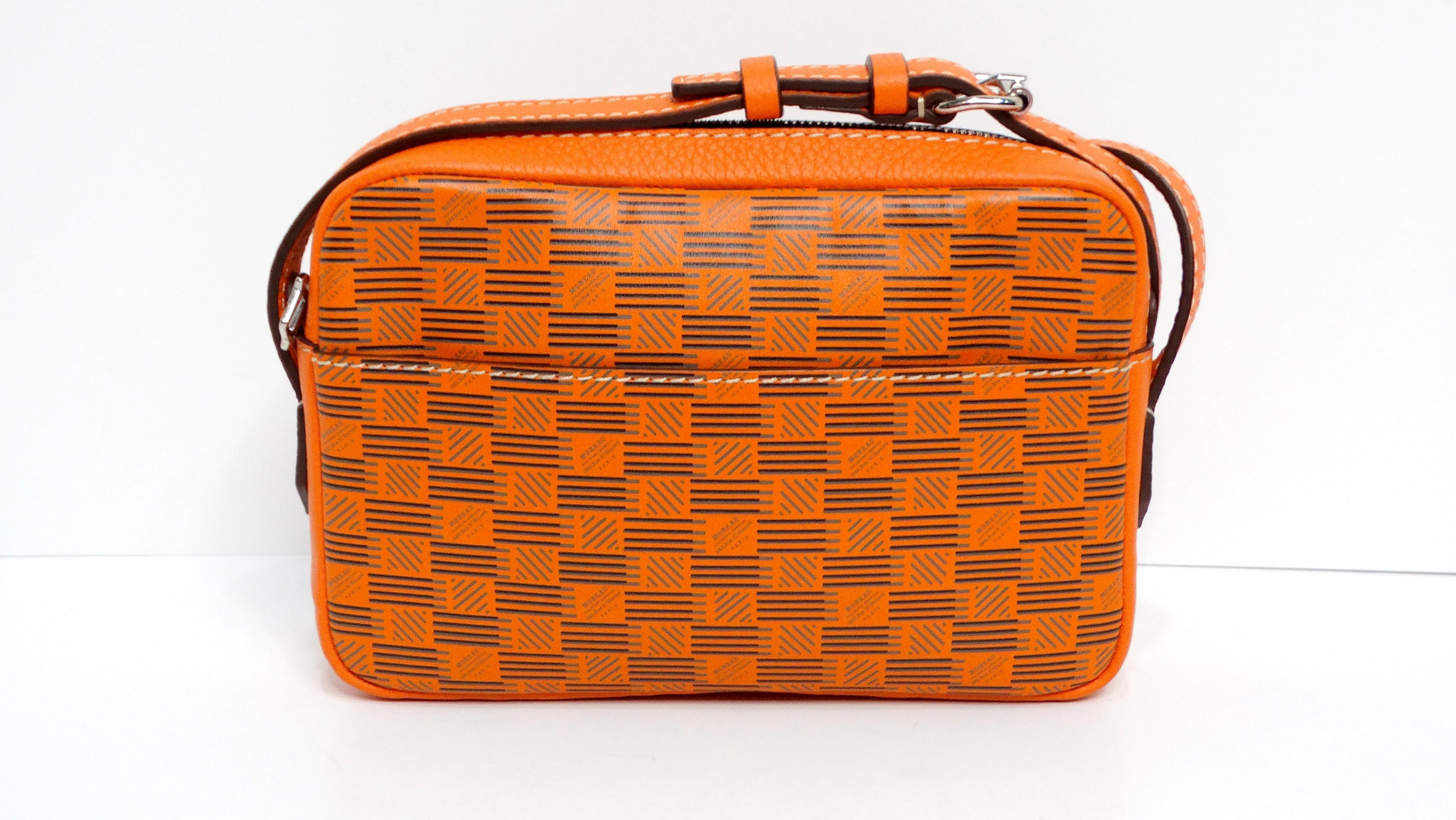 Moreau Savoie Orange Monogram Leather Crossbody Bag
