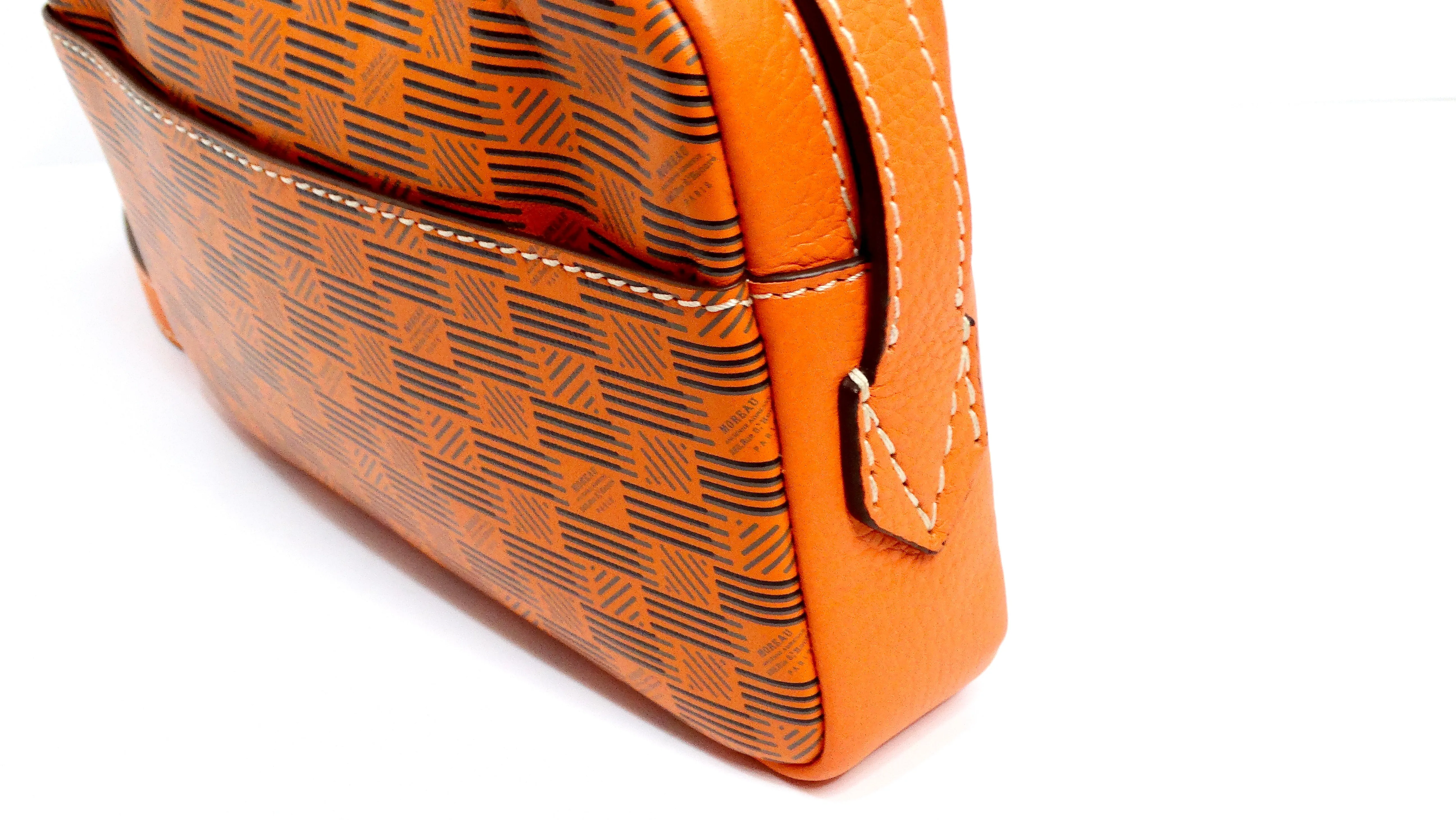 Moreau Savoie Orange Monogram Leather Crossbody Bag