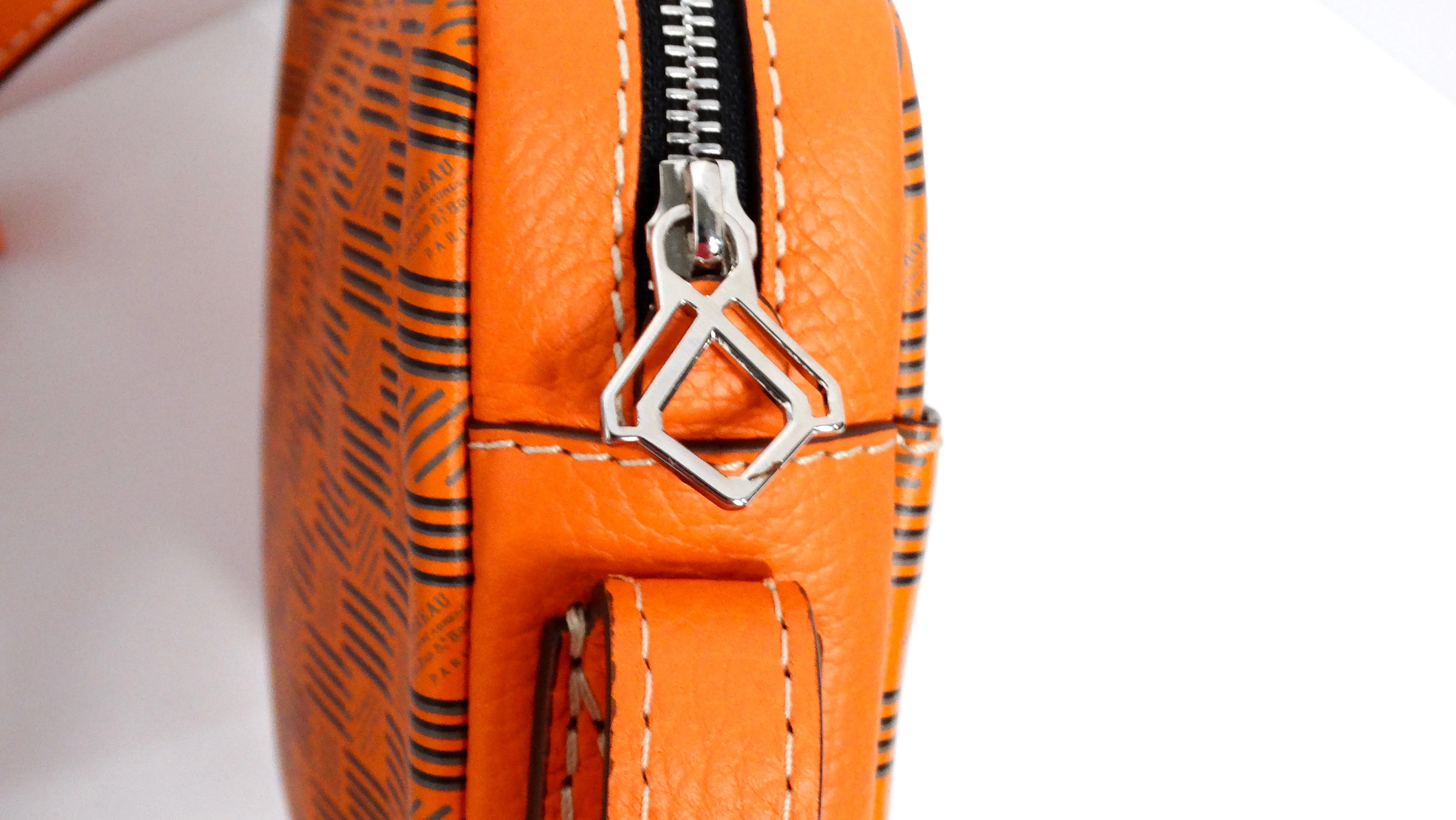 Moreau Savoie Orange Monogram Leather Crossbody Bag