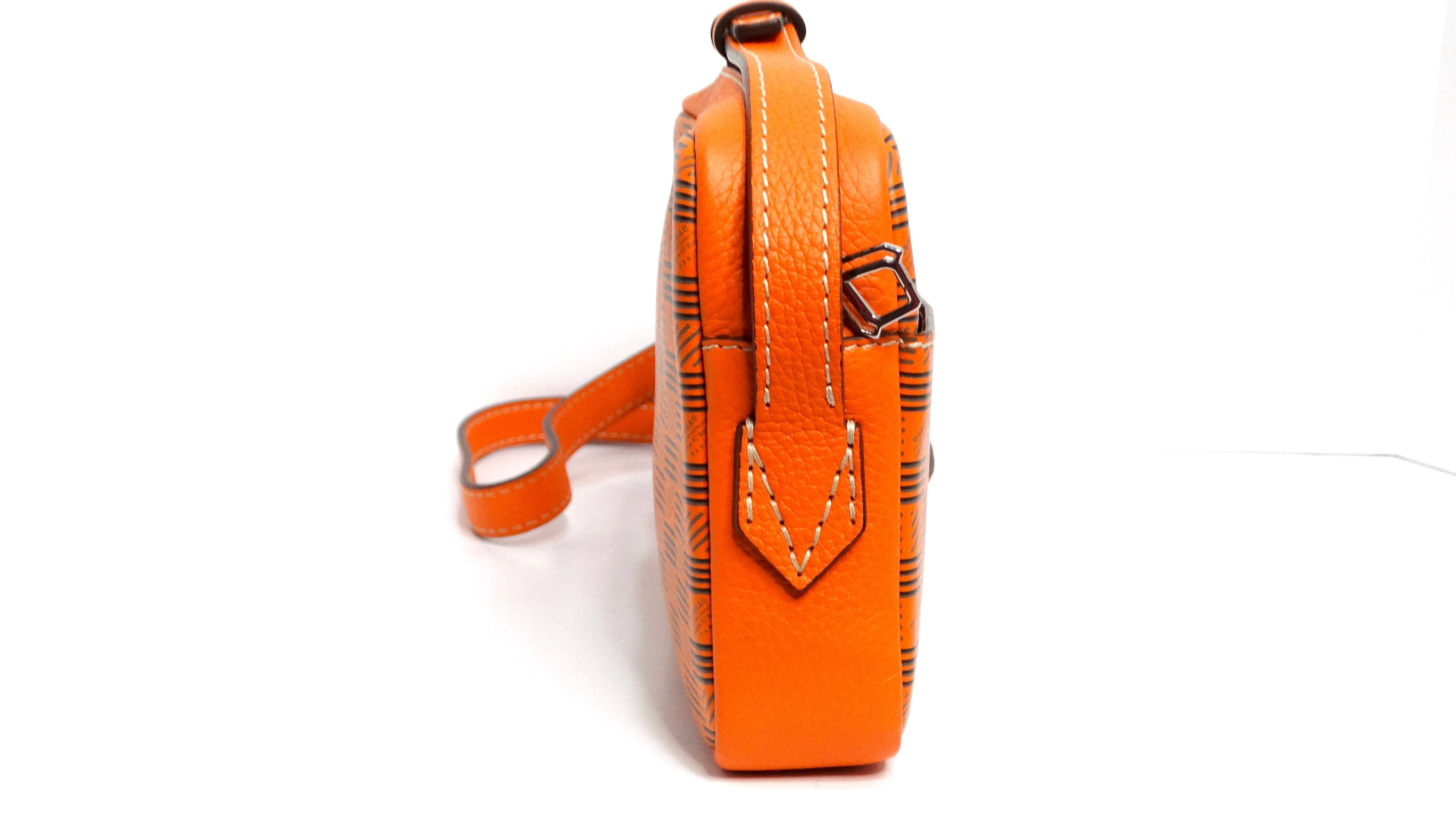 Moreau Savoie Orange Monogram Leather Crossbody Bag