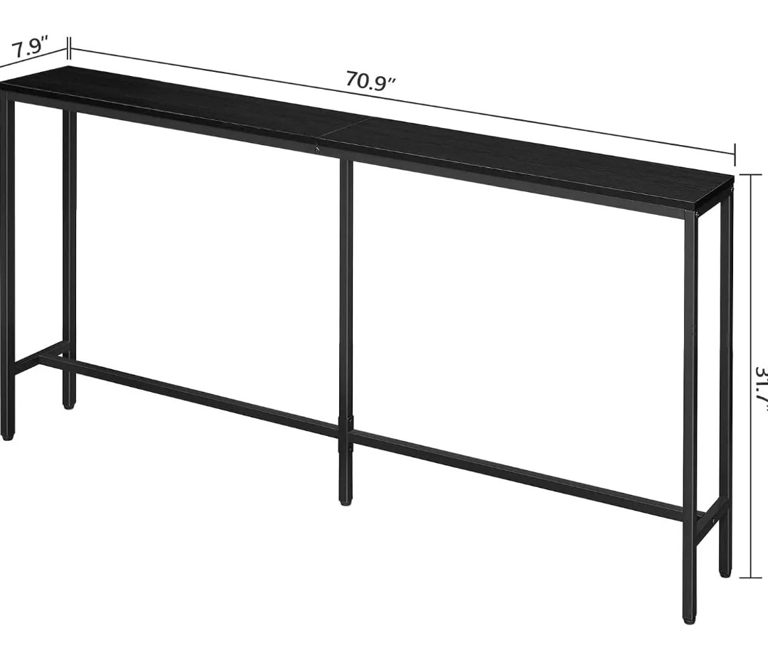 NEW IN BOX! Retails $130, MAHANCRIS 71 Inch Long Industrial Slim Sofa Table, Hall Table in a vintage wood tone with metal frame