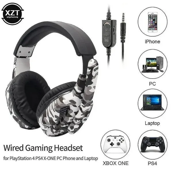 NEW Retails $125 Camouflage Gaming Headset Professional Gamer Stereo Head Mounted Headphones