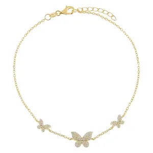 Pavé Triple Butterfly Anklet