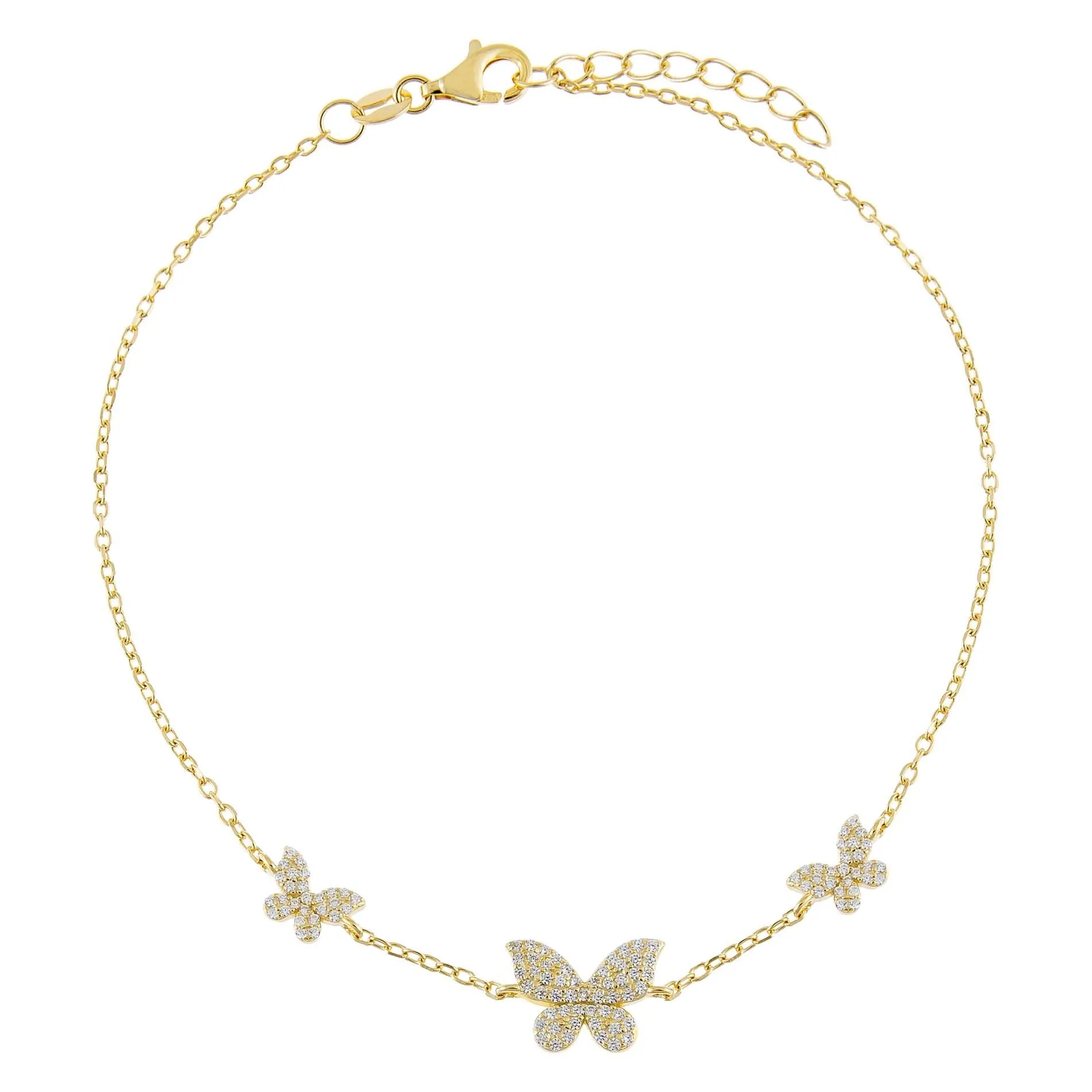 Pavé Triple Butterfly Anklet
