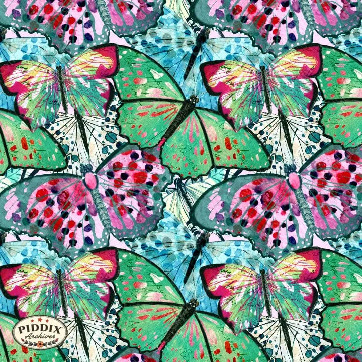 PDXC24348 -- Colorful Butterflies Watercolor Collage