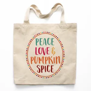 Peace Love and Pumpkin Spice Canvas Tote Bag
