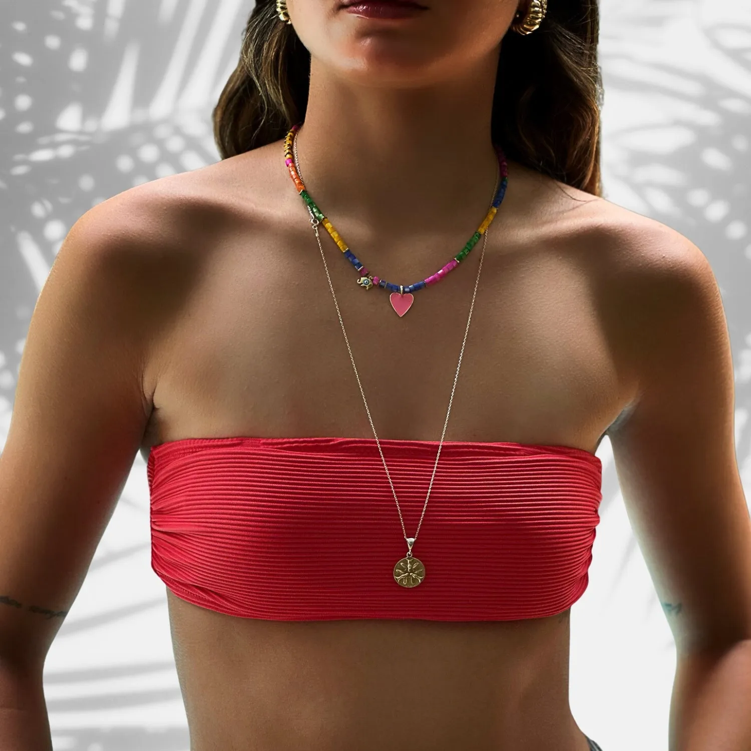 Pink Heart & Elephant Colorful Beaded Necklace