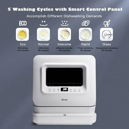 Portable Countertop Dishwasher Air Drying 5 Programs with 7.5L Water Tank - Colo