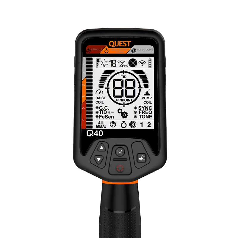Quest Q40 Metal Detector Pack with 2 Coils, Hat, Wireless HP Pouch and Cover