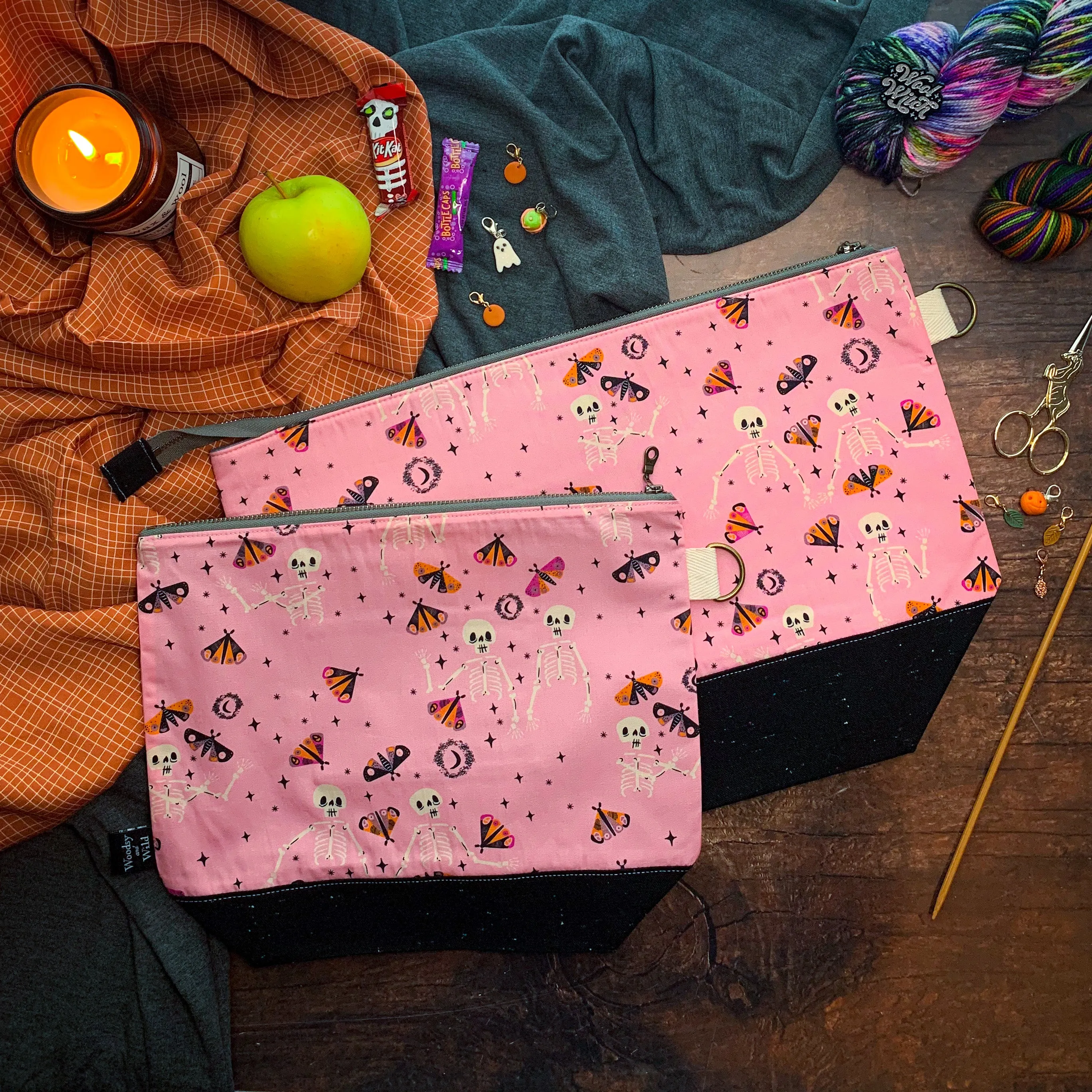 "Bone to Be Wild"- Knitting Project Bag- Ready to Ship