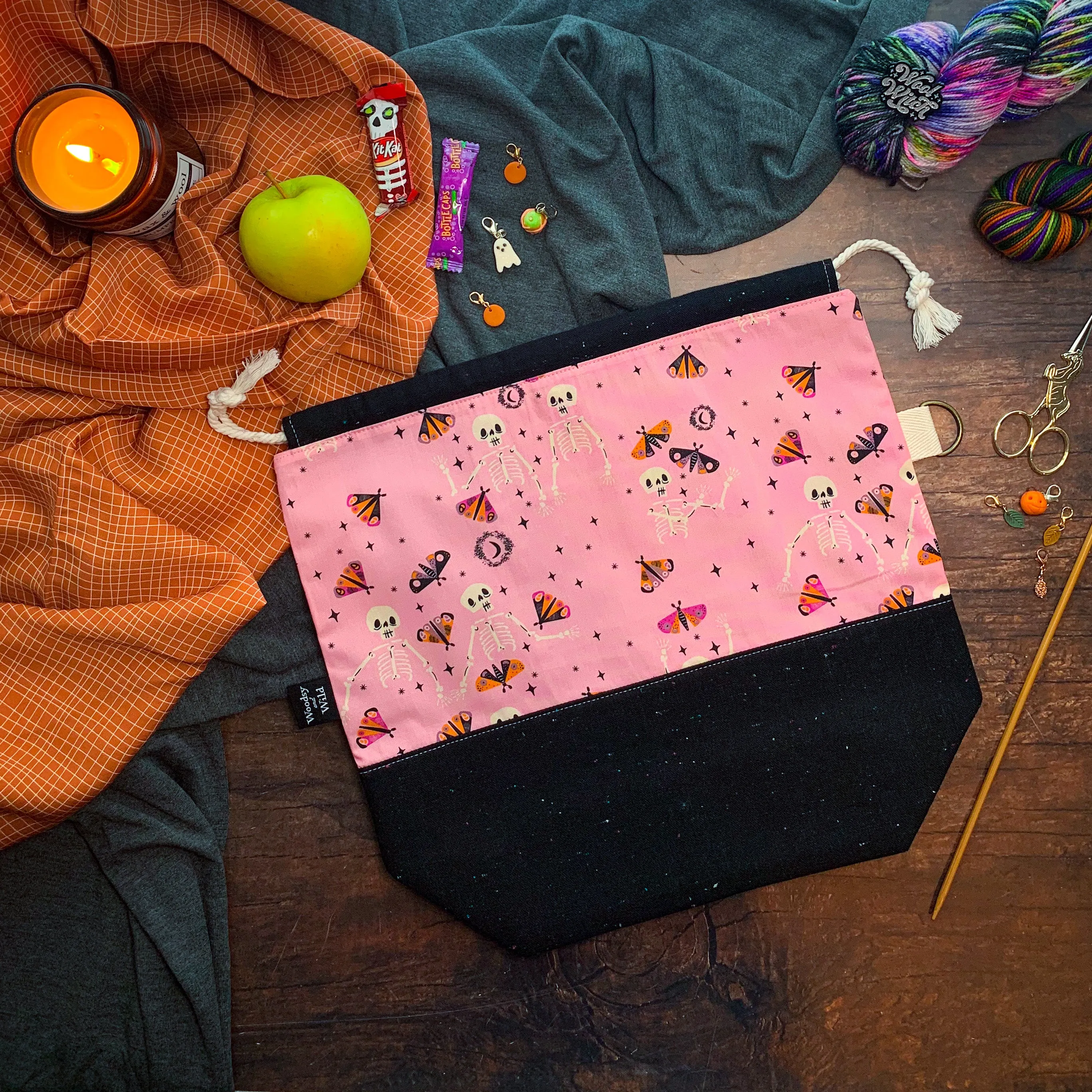 "Bone to Be Wild"- Knitting Project Bag- Ready to Ship