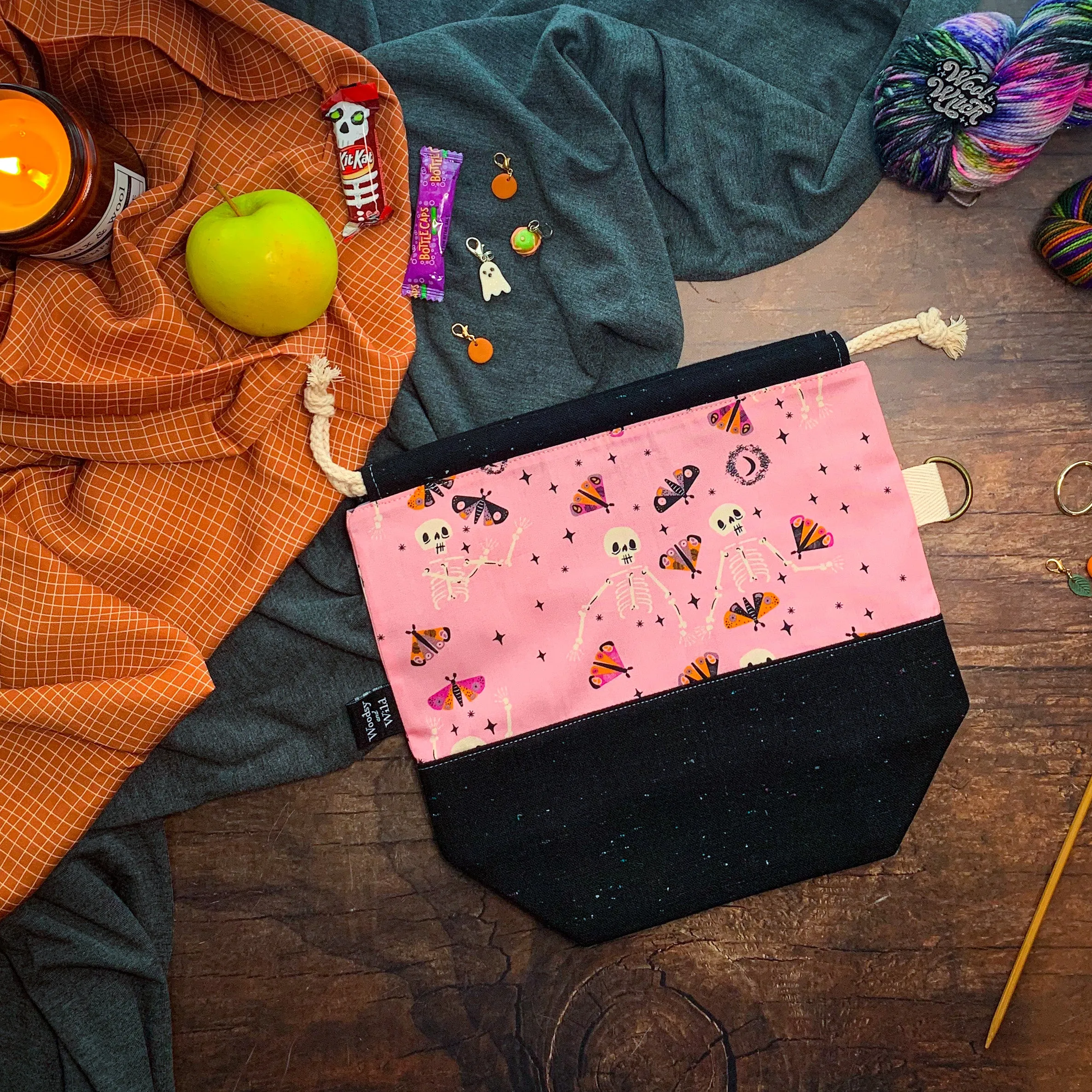 "Bone to Be Wild"- Knitting Project Bag- Ready to Ship