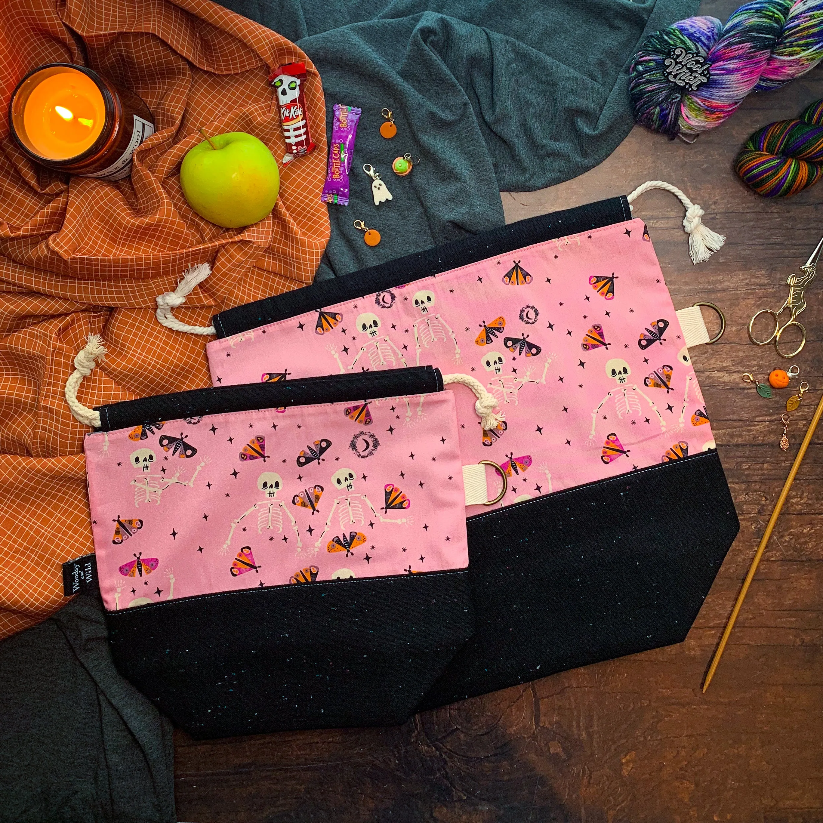 "Bone to Be Wild"- Knitting Project Bag- Ready to Ship