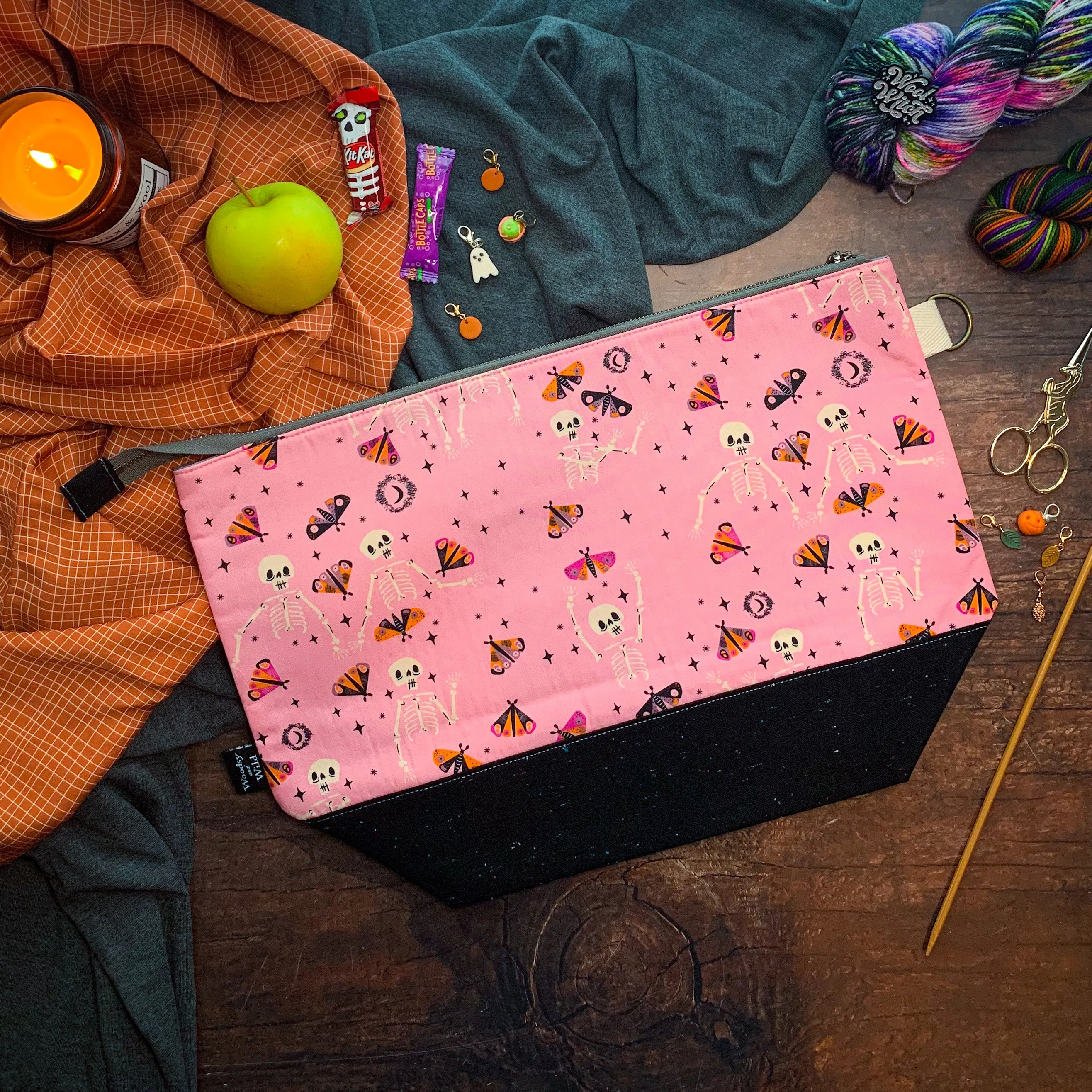 "Bone to Be Wild"- Knitting Project Bag- Ready to Ship