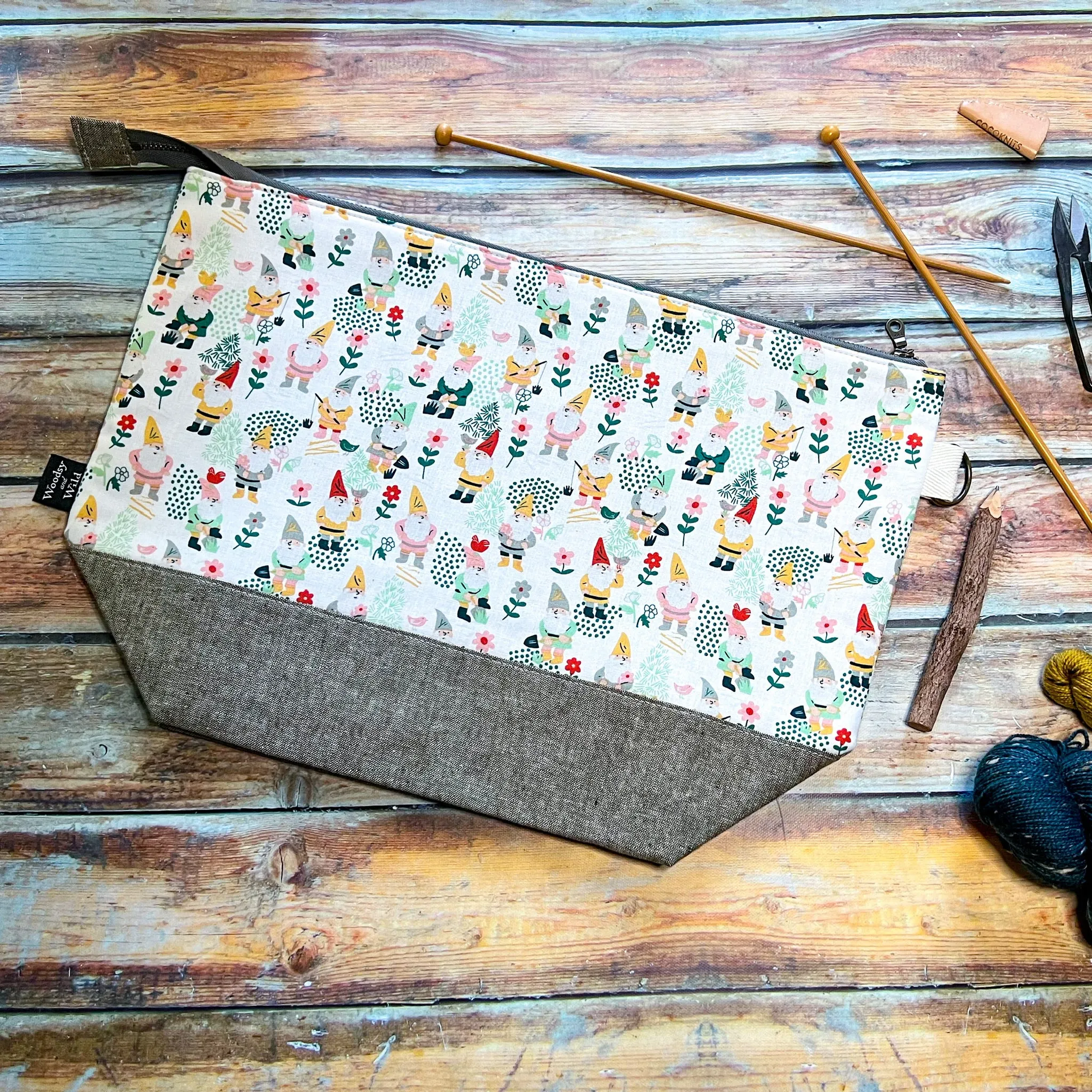 "Gnomes"- Knitting Project Bag- Ready to Ship