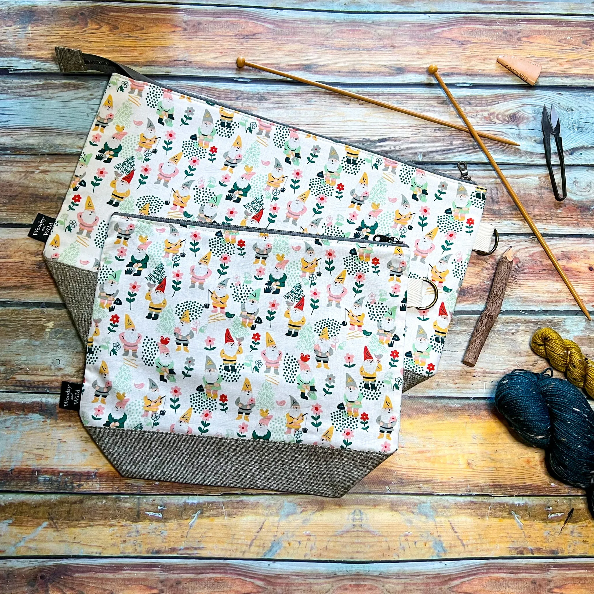 "Gnomes"- Knitting Project Bag- Ready to Ship