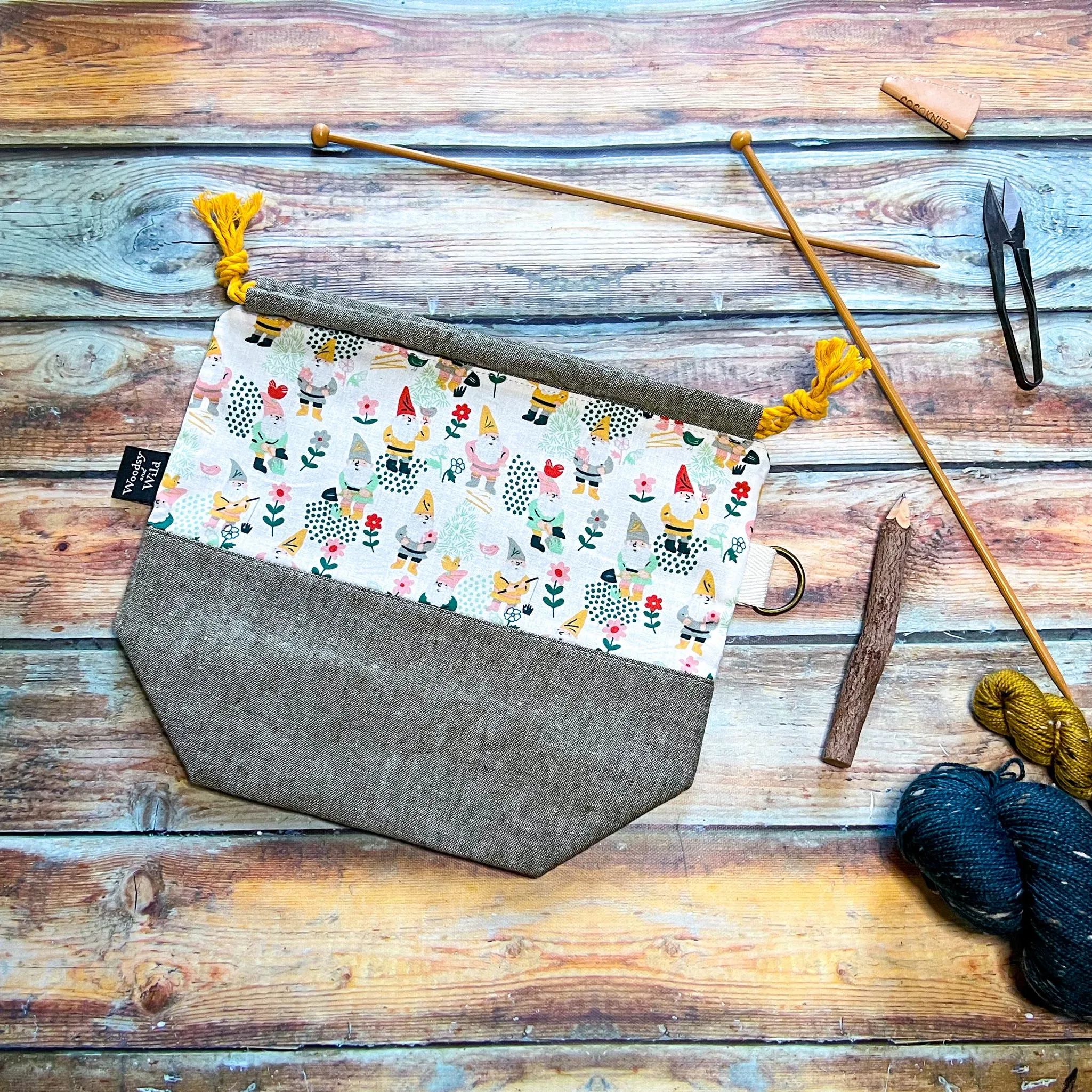 "Gnomes"- Knitting Project Bag- Ready to Ship